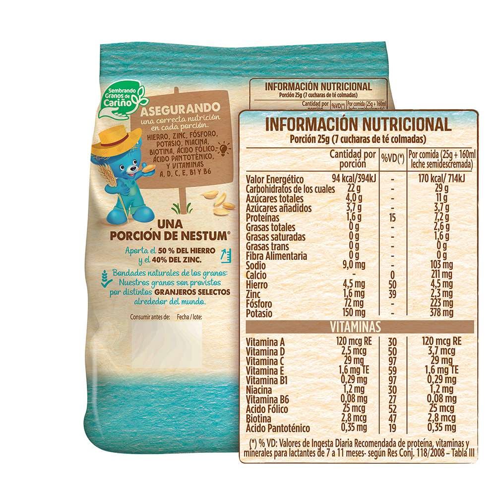 Nestum® Arroz informacion nutricional