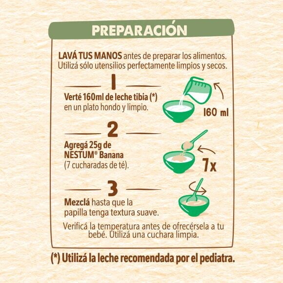 nestum banana 225g preparación