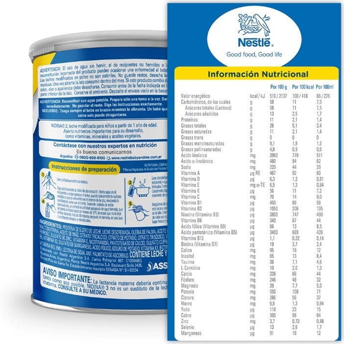 Tabla nutricional Nidina 3