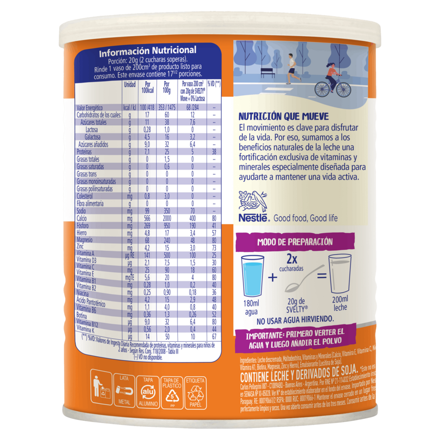 Leche en polvo descremada Svelty® 0% Lactosa